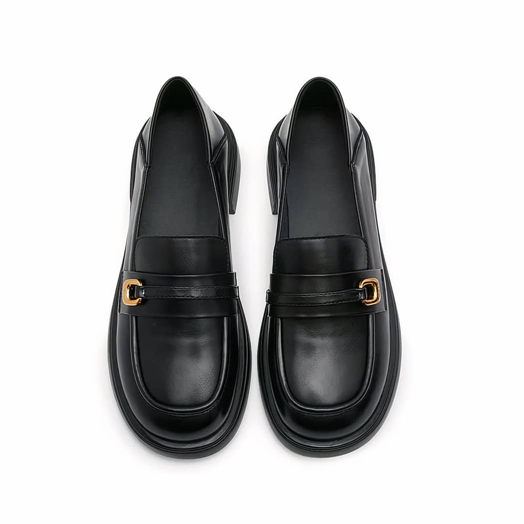 Women's synthetic leather platform loafers