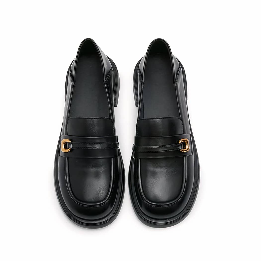 Women's synthetic leather platform loafers