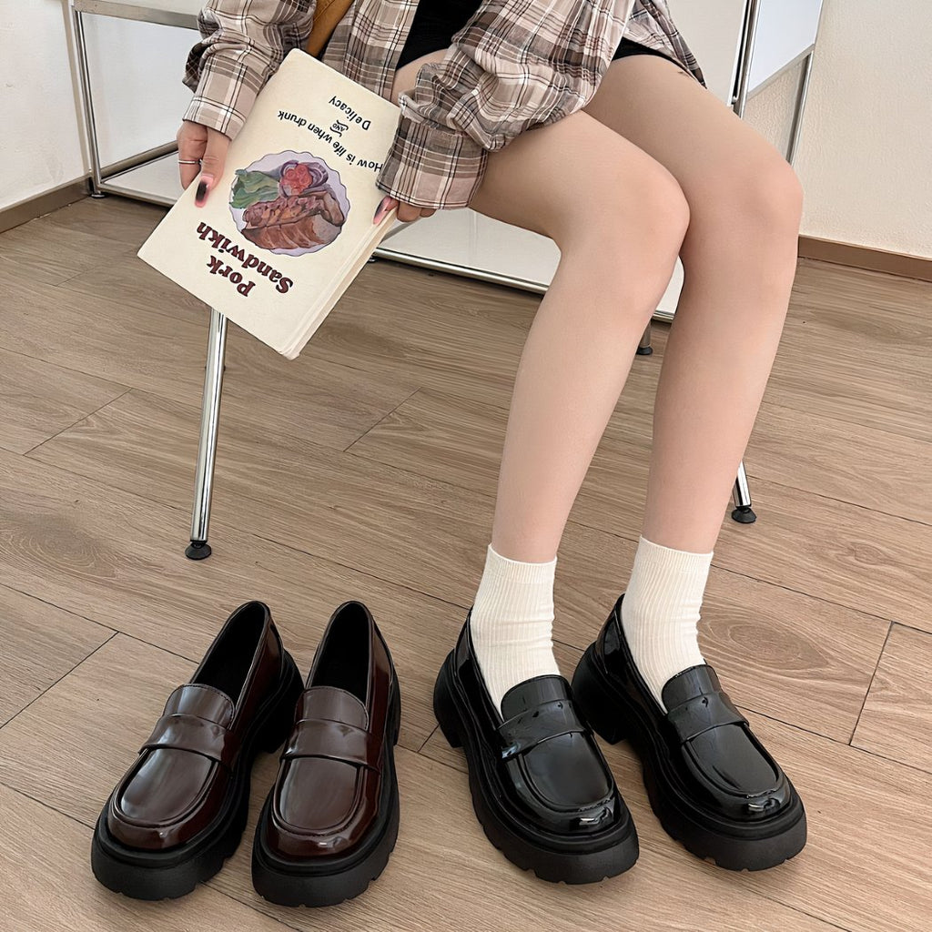 Women's vegan leather platform loafers