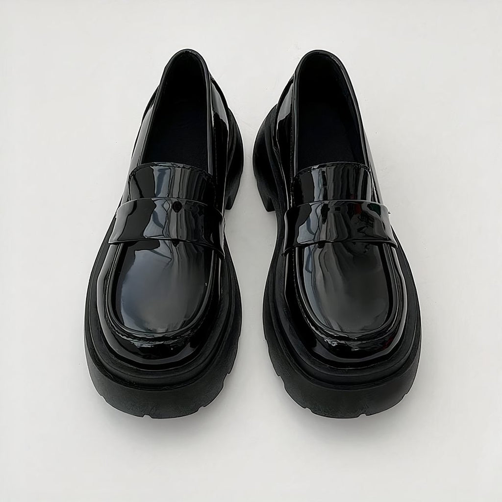 Women's vegan leather platform loafers