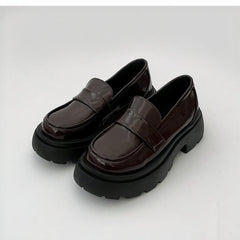 Women's vegan leather platform loafers, Brown