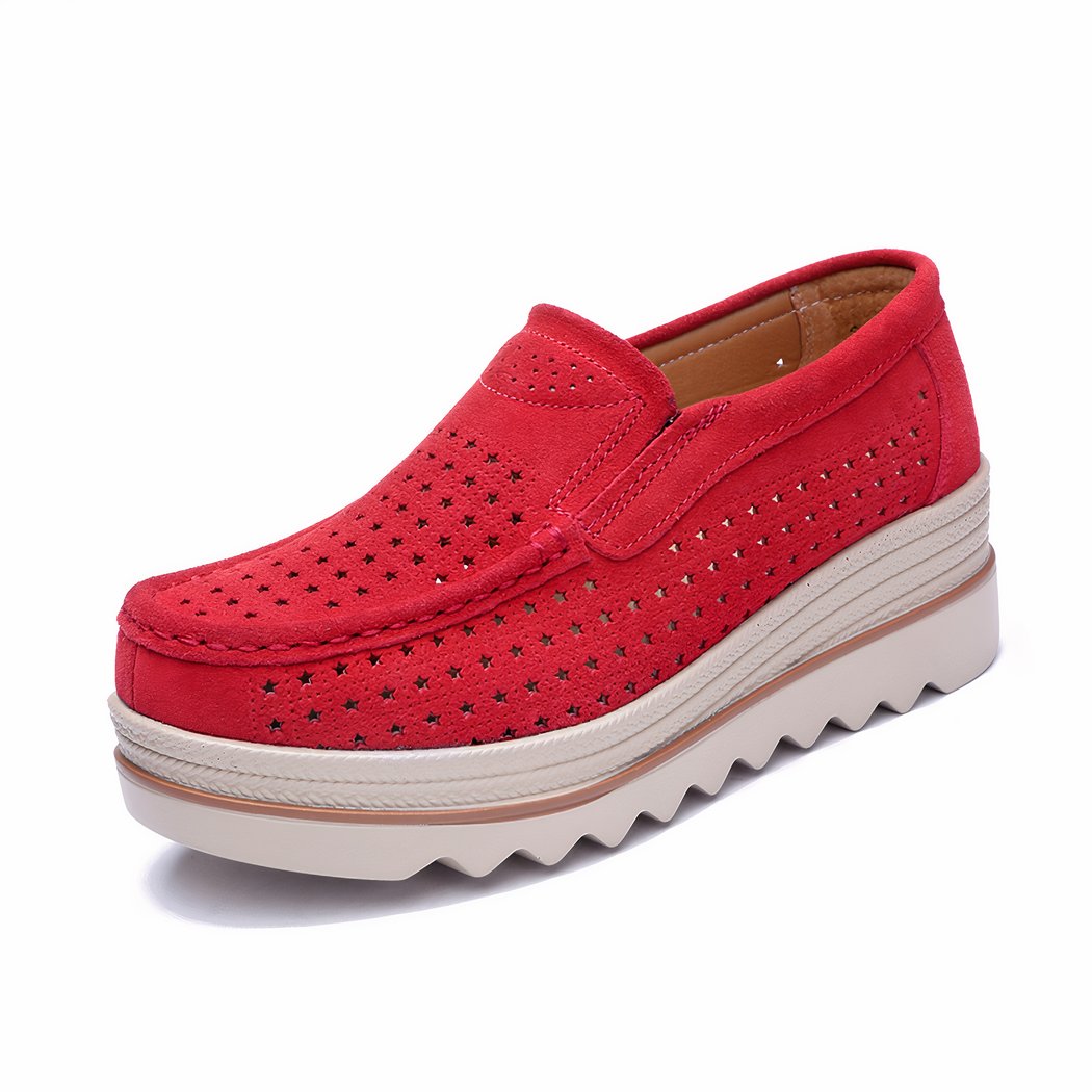 Women's wedge loafers with openwork star pattern