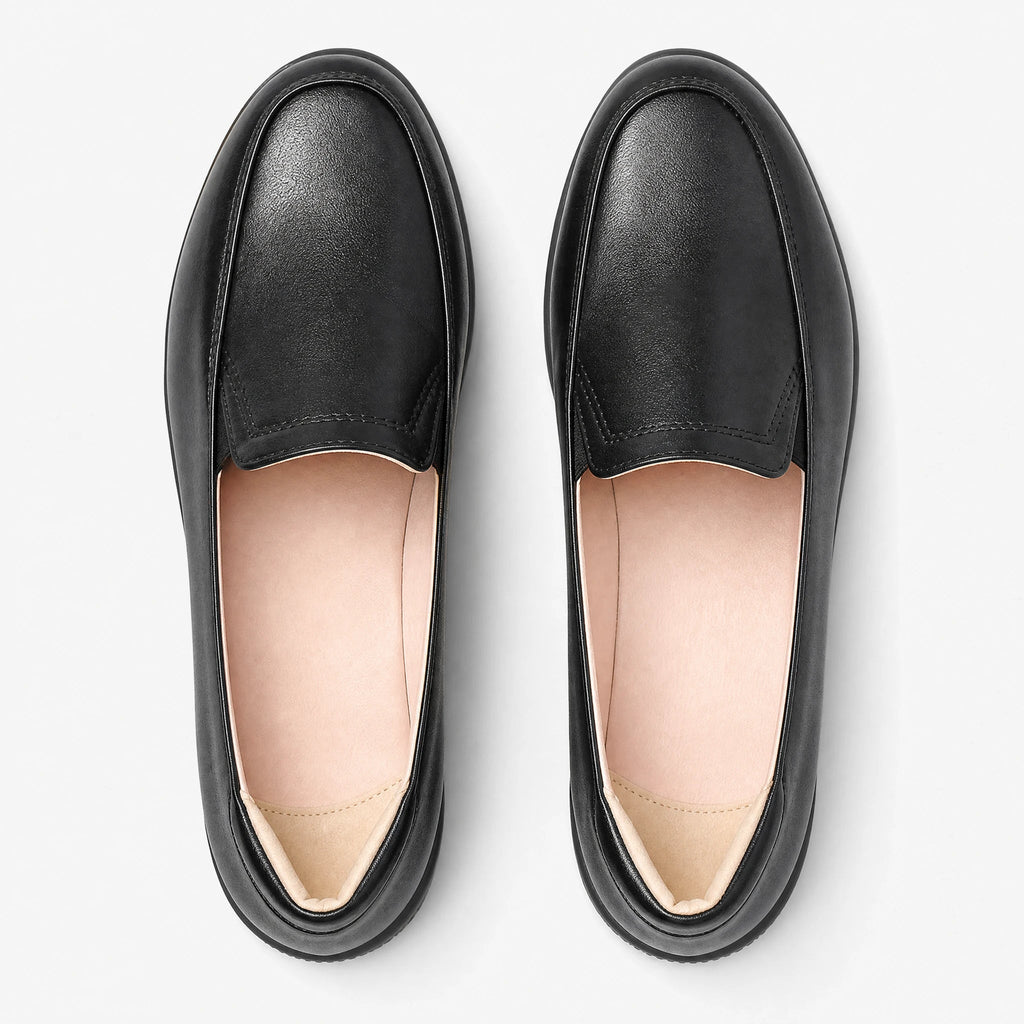 Women's black wedge loafers, view 1