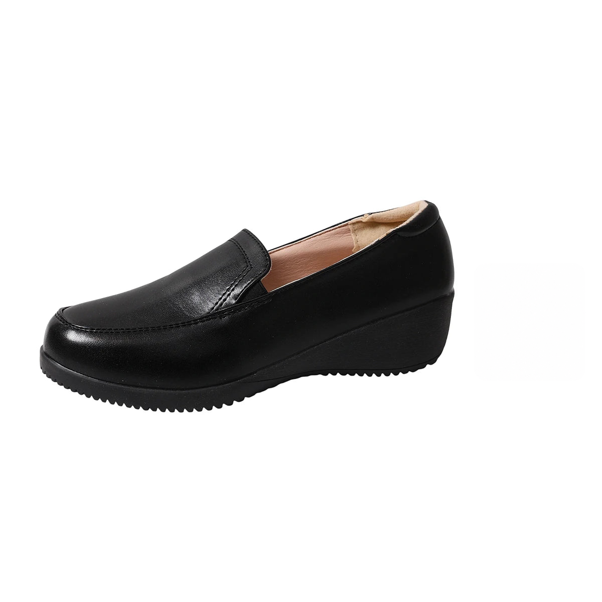 Women's black wedge loafers, view 4