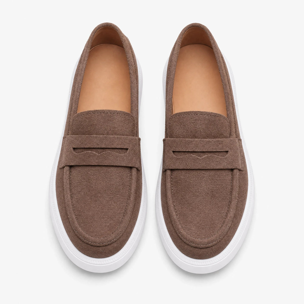 Women's chunky white sole strap loafer in Beige Image