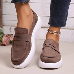 Women's Chunky White Sole Loafers with Strap, Taupe