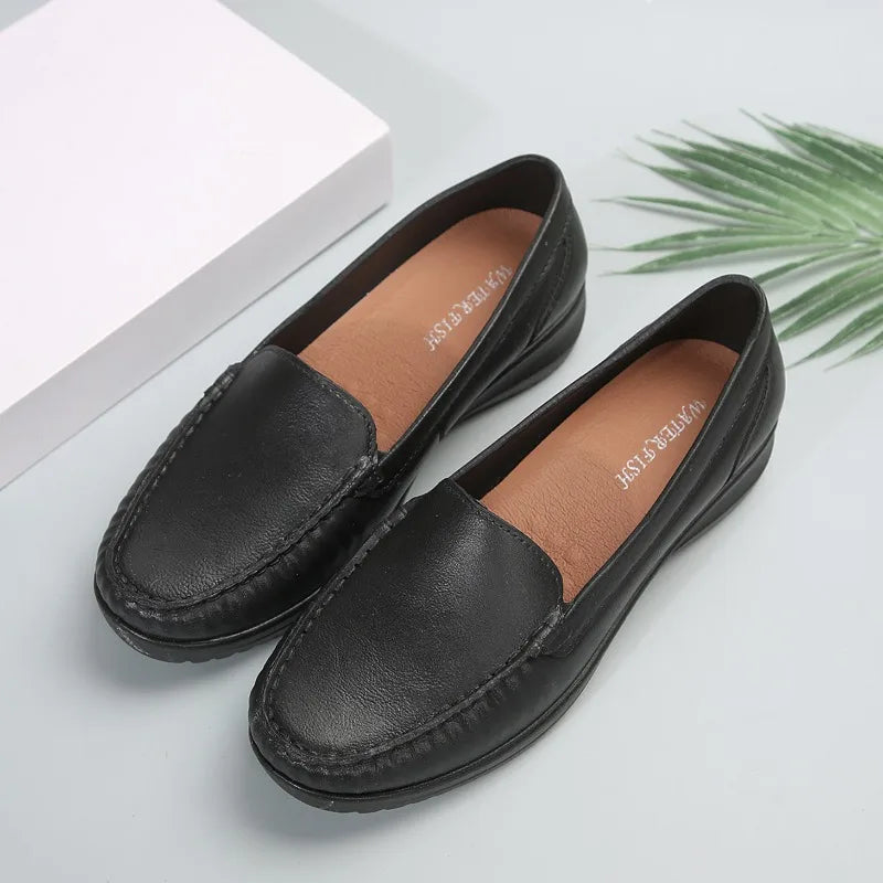 Women's comfort loafers with soft sole in White, worn view