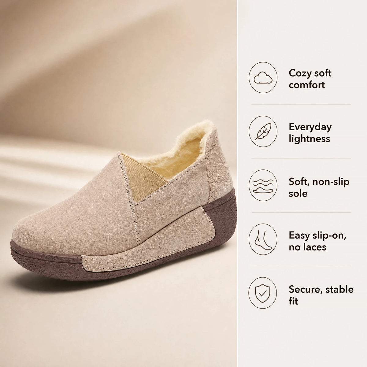 Brown fleece-lined suede loafer Image