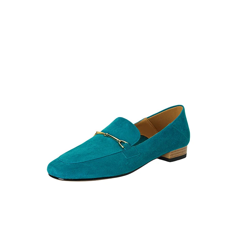 Women's Loafers with Gold Buckle in Vivid Colors - view 1