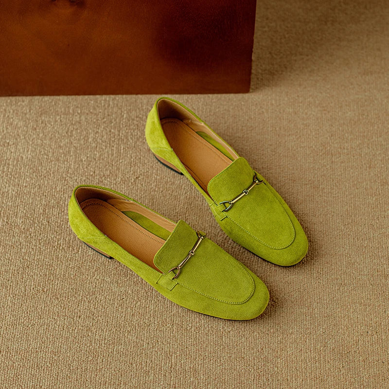 Women's Loafers with Gold Buckle in Vivid Colors - view 3