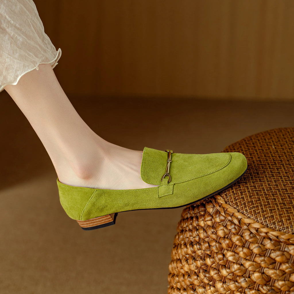 Women's Loafers with Gold Buckle in Vivid Colors - view 6