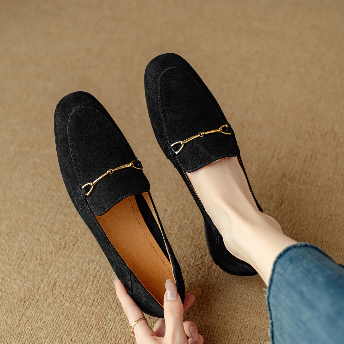 Women's Loafers with Gold Buckle in Vivid Colors - view 7