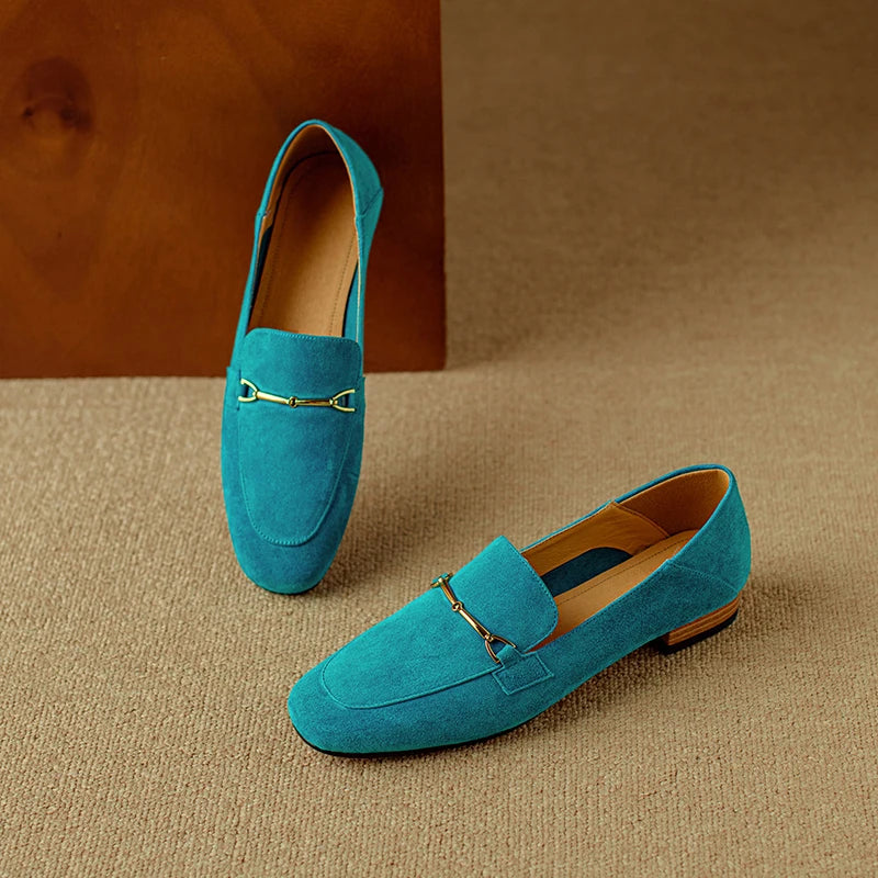 Women's Loafers with Gold Buckle in Vivid Colors - view 9
