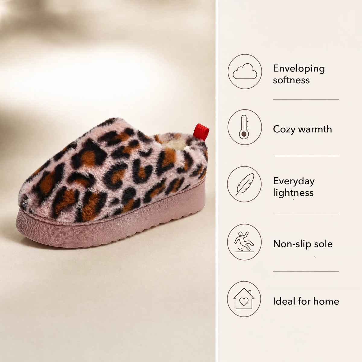 Pair of leopard fur-lined mules, top view