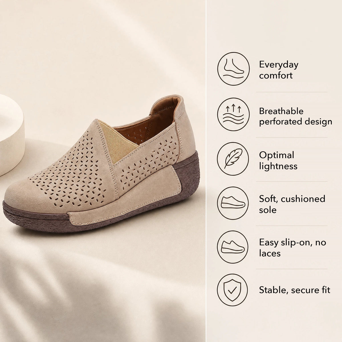 Brown perforated suede platform loafer Image
