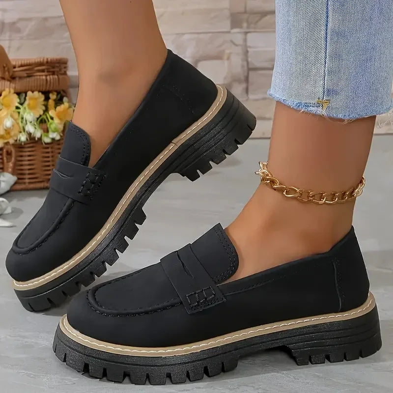 Women's platform loafers with lug sole, view 10