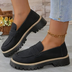 Women's Platform Loafers with Lug Sole, Black