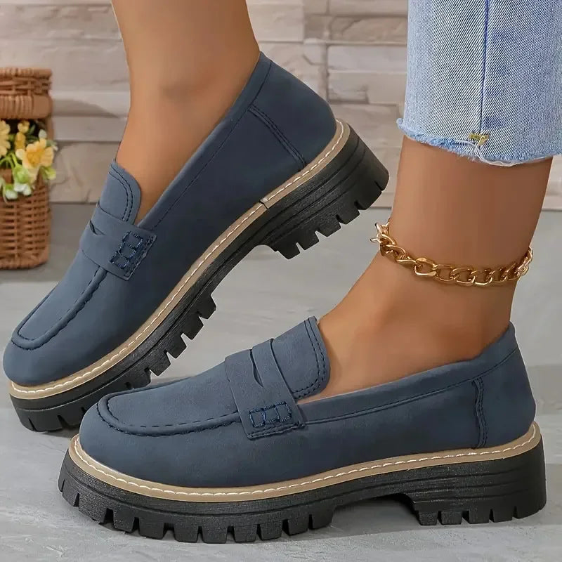 Women's platform loafers with lug sole, view 2