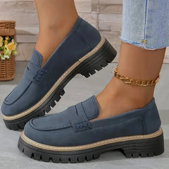 Women's Platform Loafers with Lug Sole, Blue