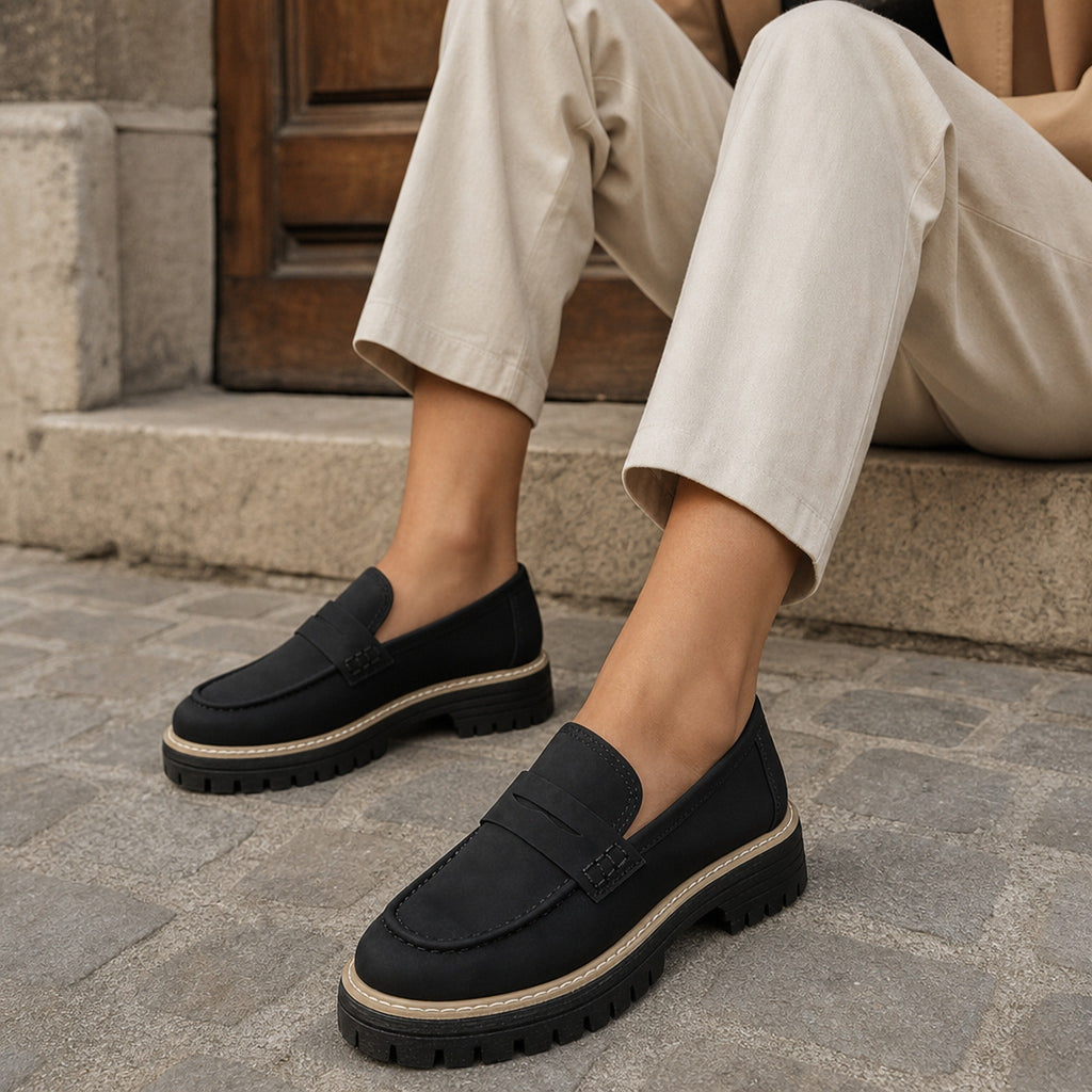 Women's platform loafers with lug sole, view 6