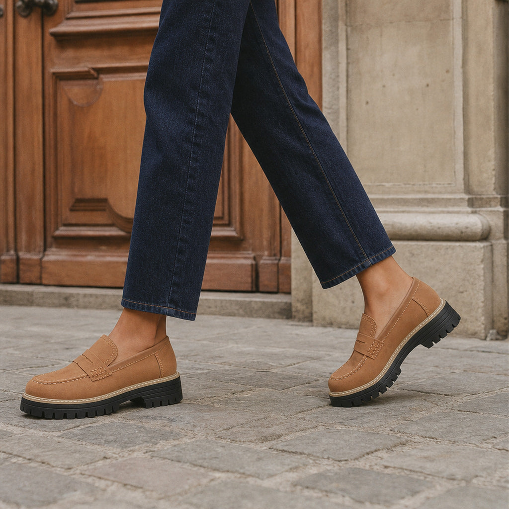 Women's platform loafers with lug sole, view 7