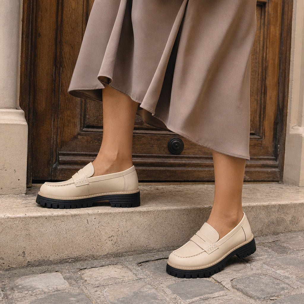 Women's platform loafers with lug sole, view 8