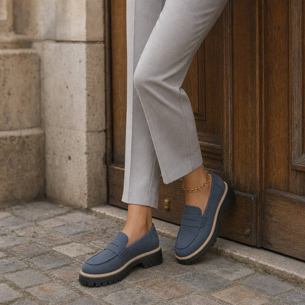 Women's platform loafers with lug sole, view 9