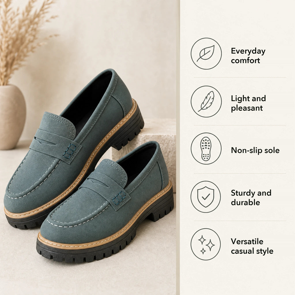 Women's platform loafers with lug sole, view 5