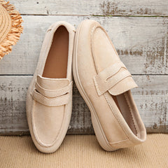 Women's Strap Loafer with Contrasting White Sole, Beige