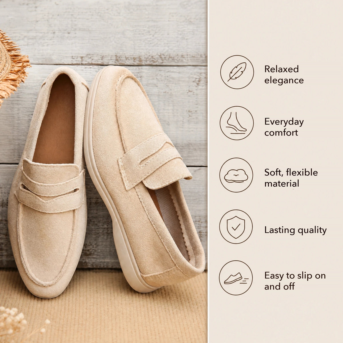 Women's strap loafer with white sole, black back view