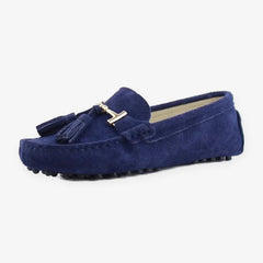 Women's Tassel Loafer with Gold Ornament, Navy
