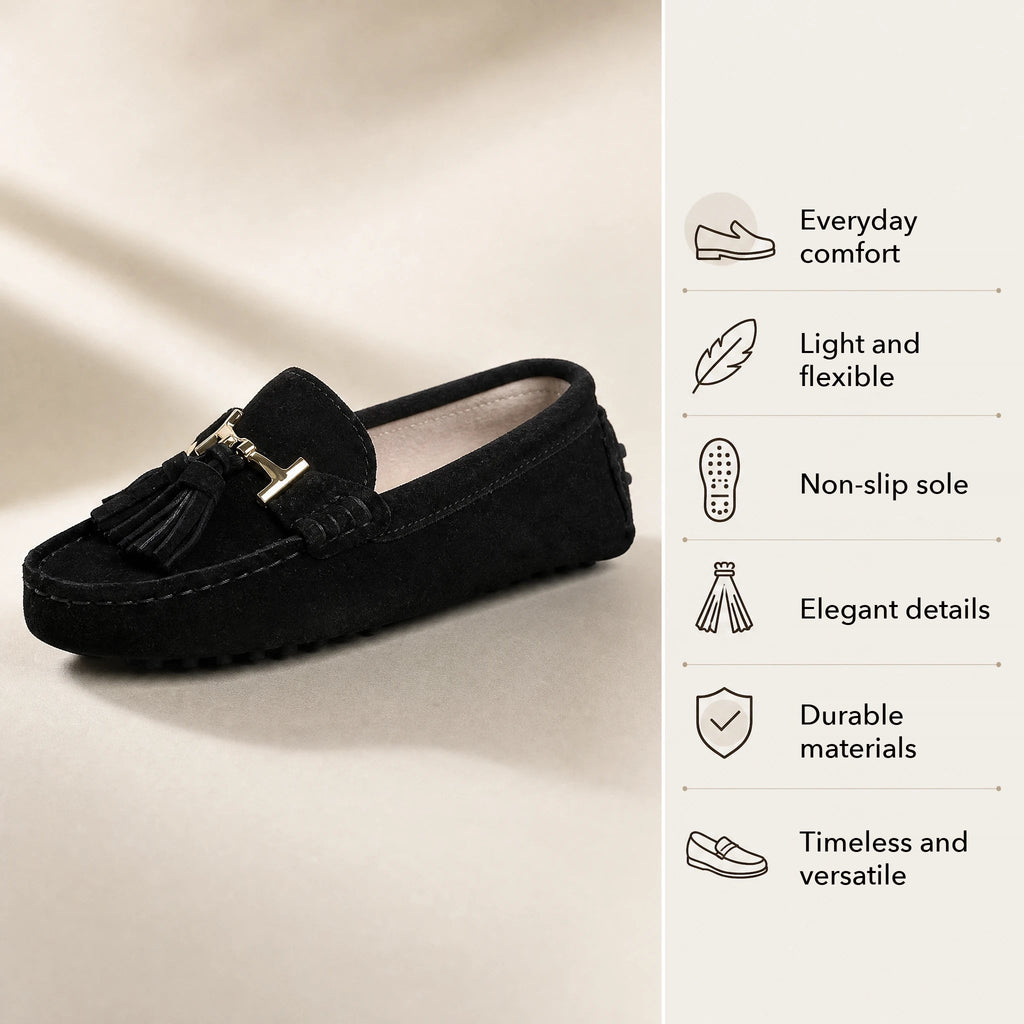 Women's leather tassel loafer with gold bit, burgundy back view