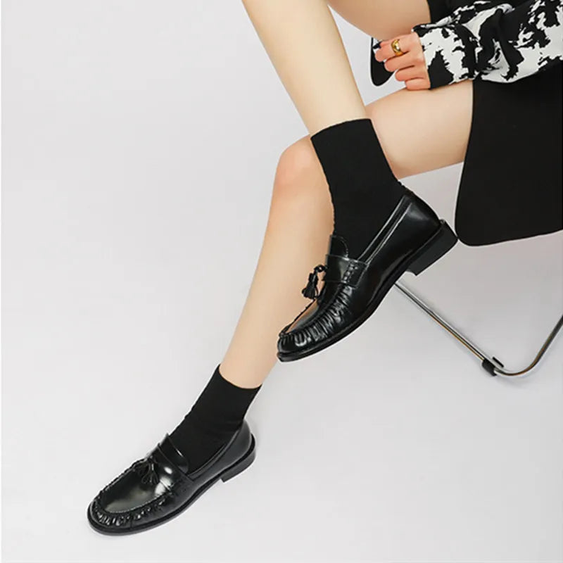 Women's Tassel Loafers with Fringe and Glossy Finish - view 3