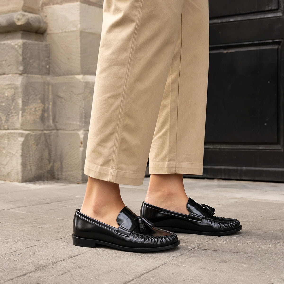 Women's Tassel Loafers with Fringe and Glossy Finish - view 6 Image