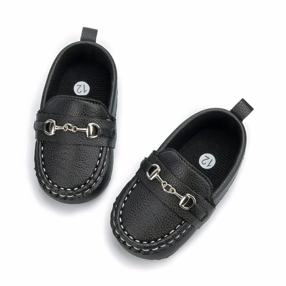 Baby moccasins in grained leather with silver bits - Image 3