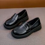 British-style leather moccasins for boys