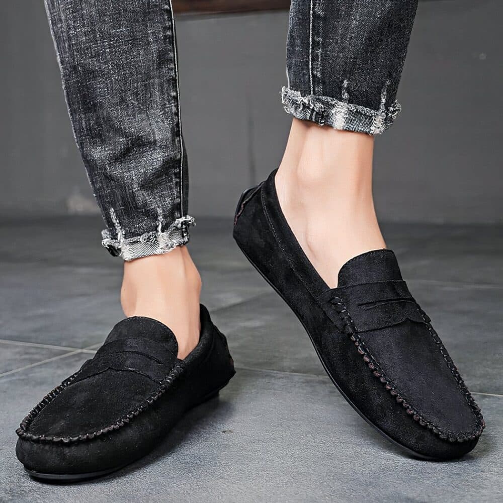 Breathable synthetic suede loafers for men - Image 5