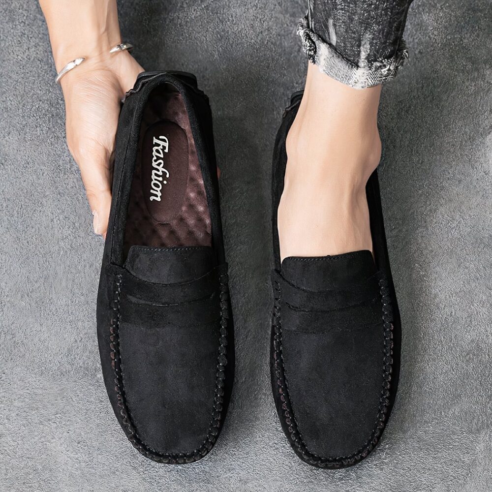 Breathable synthetic suede loafers for men - Image 4