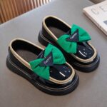 british-style black leather moccasin for girls