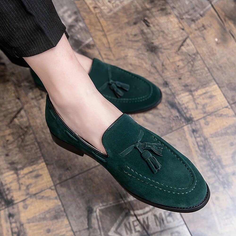 Green suede tassel loafers - Image 7