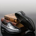 chic black men's leather moccasin