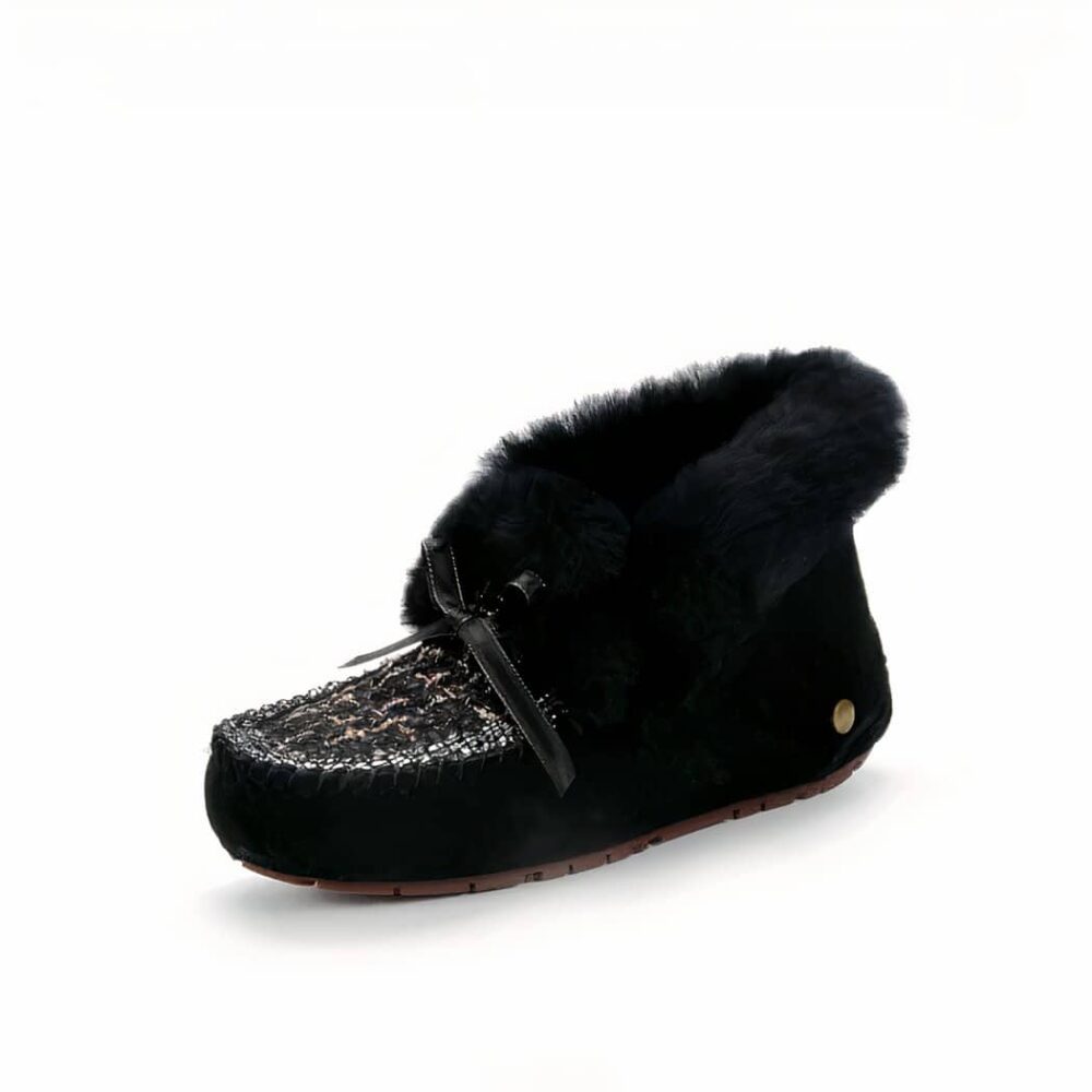 Indian moccasins in lined suede and tweed upper - Image 2