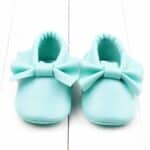 baby blue cotton moccasin with bow on top