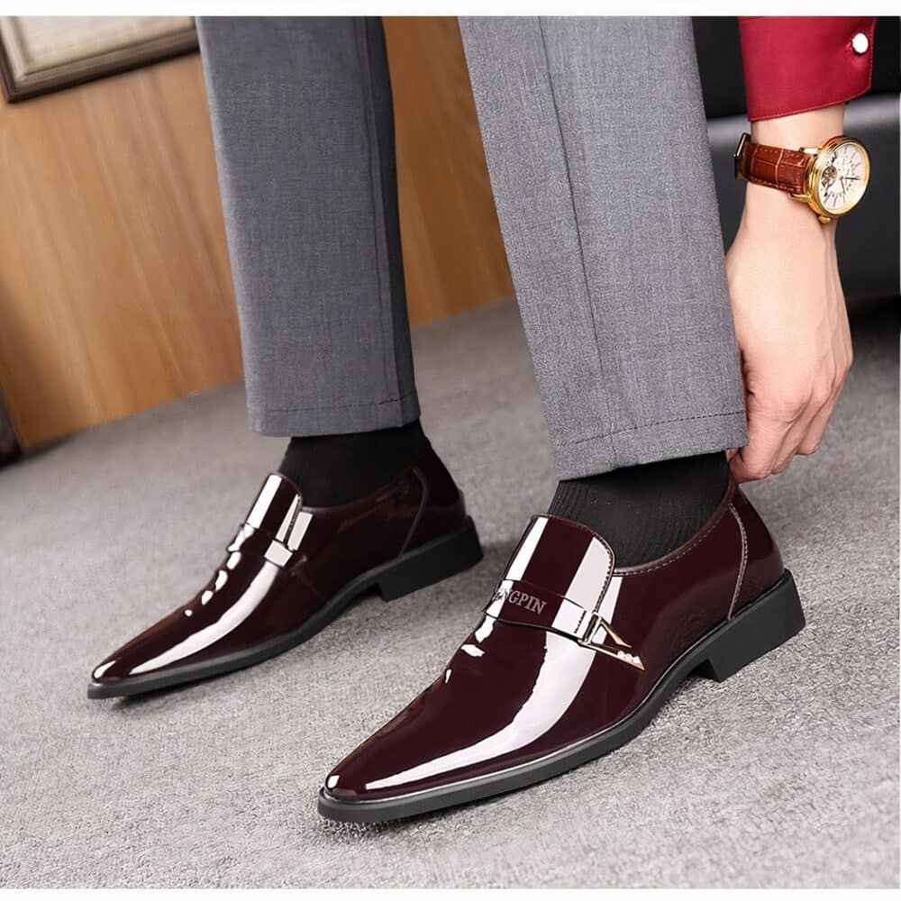 Luxury brown patent loafers - Image 6