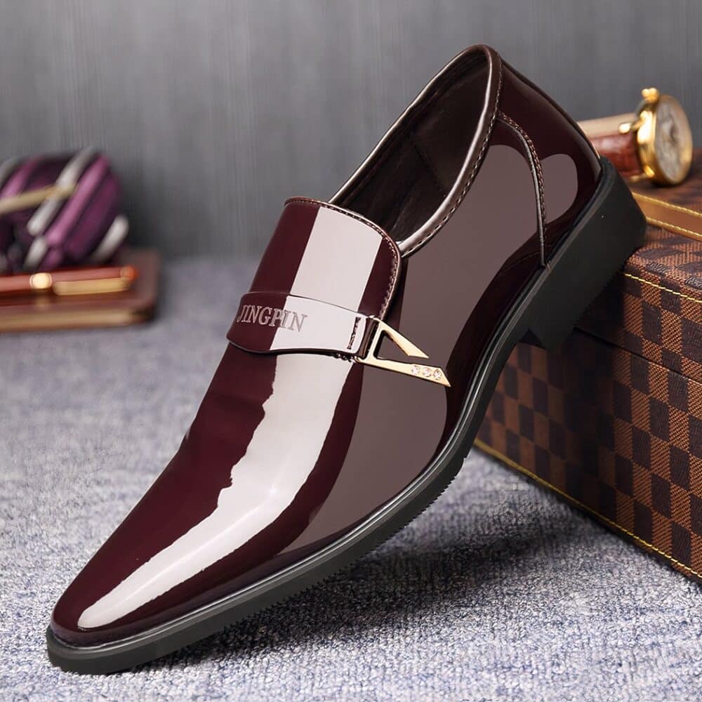 Luxury brown patent loafers - Image 2