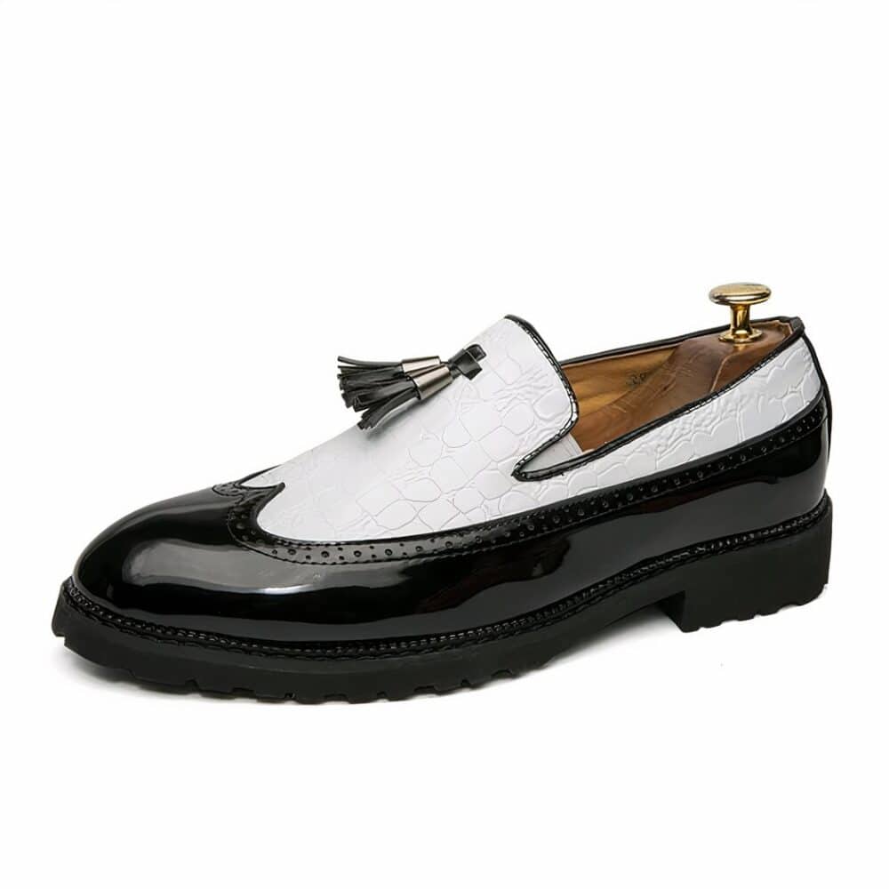 Men's black and white patent loafers - Image 5