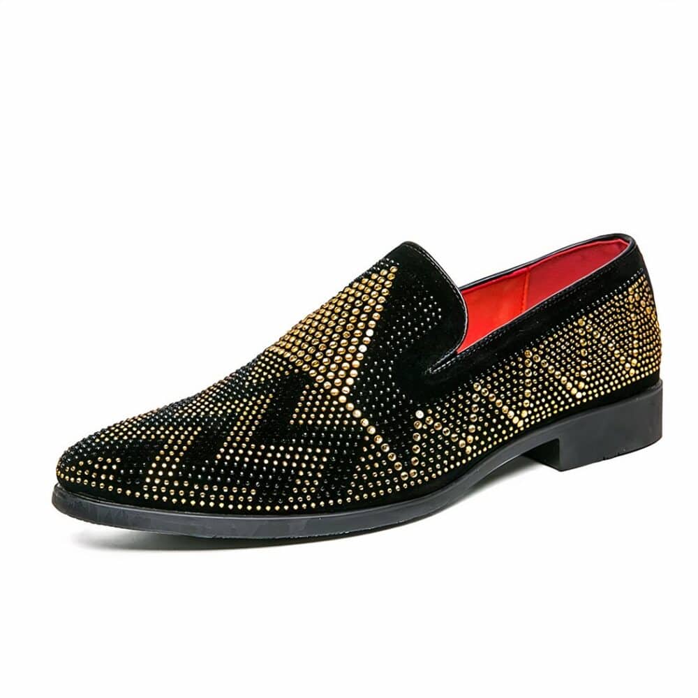 Men's black loafers with gold rhinestones - Image 9