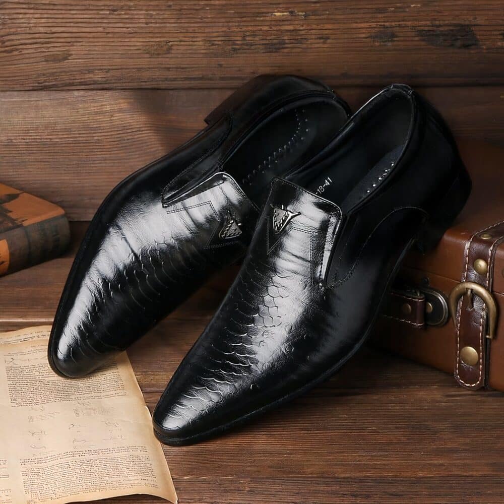 Men's snakeskin patent leather effect loafers - Image 5