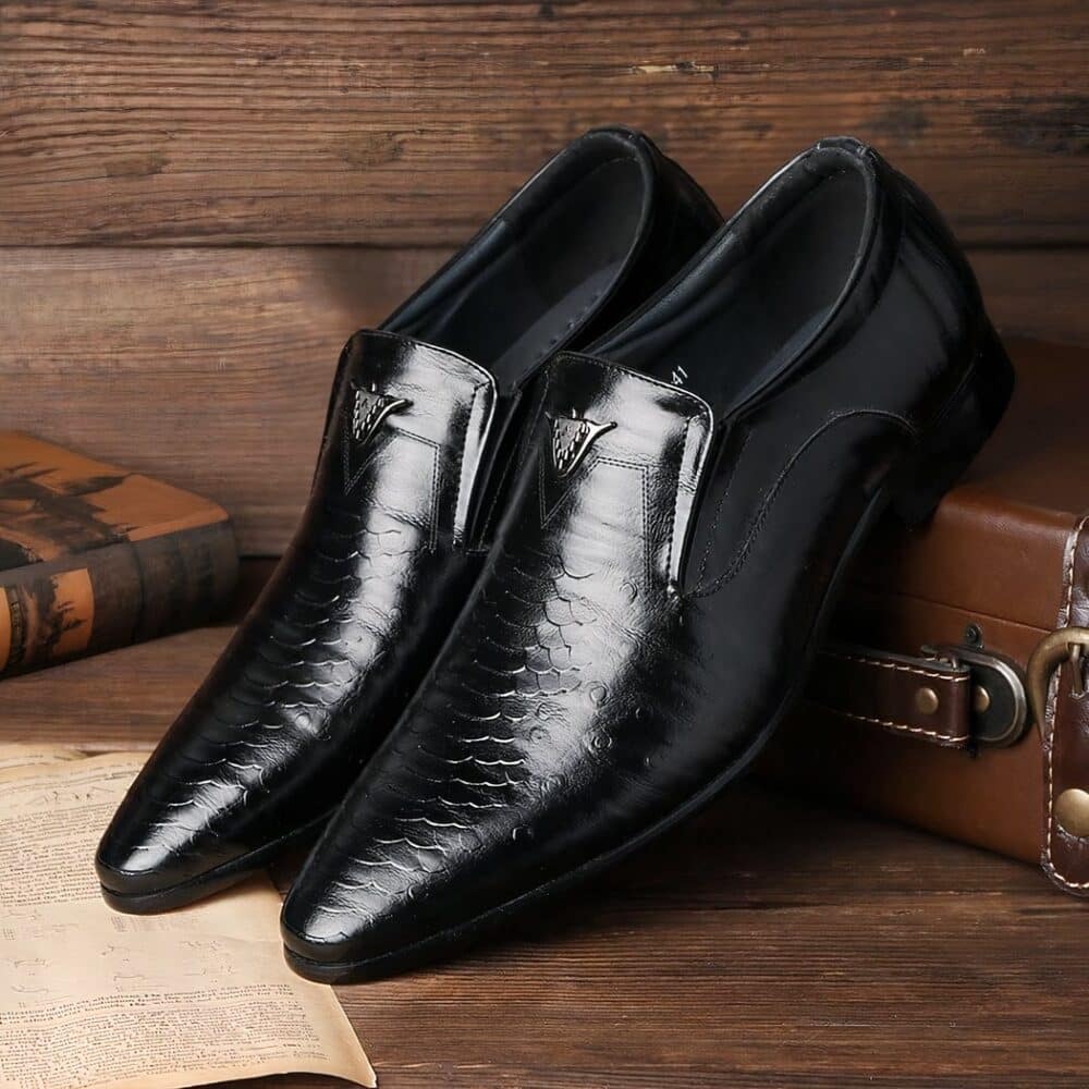Men's snakeskin patent leather effect loafers - Image 3