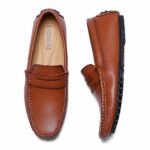 brown leather moccasin